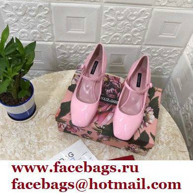 Dolce  &  Gabbana Heel 6.5cm Patent Leather Mary Janes Pink with DG Karol Heel 2021